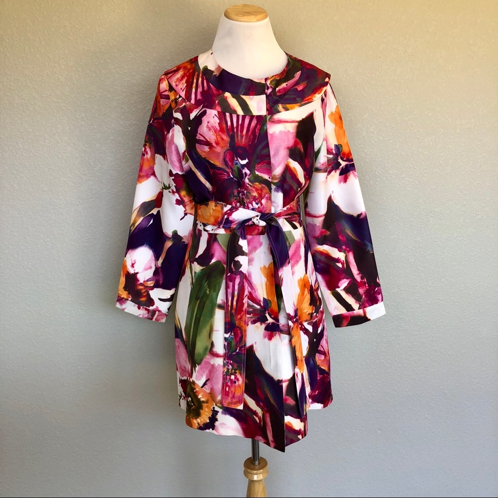 D&Y Floral 100% Silk Jacket Dress